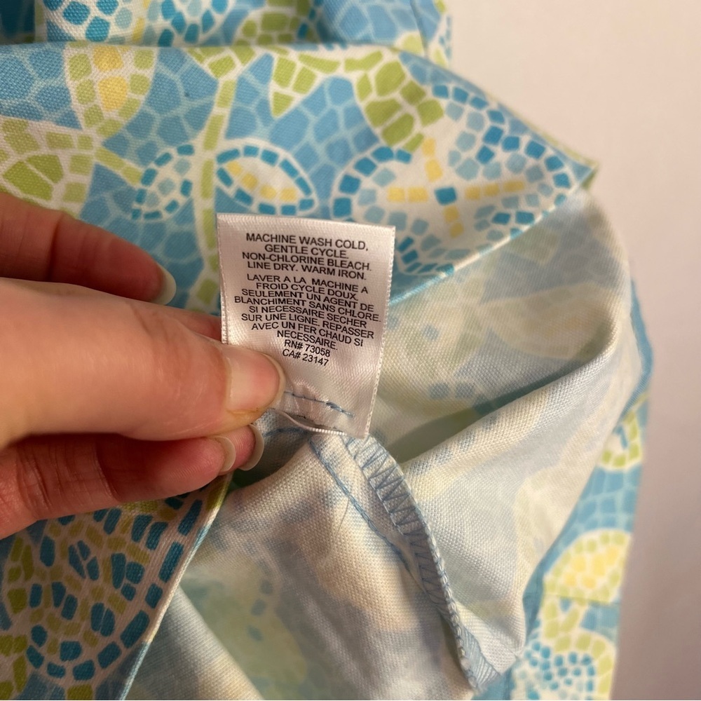Talbots Womens 10 Coastal Sea Turtle Floral Mosaic Print A-line Skirt Blue Green - Picture 6 of 7